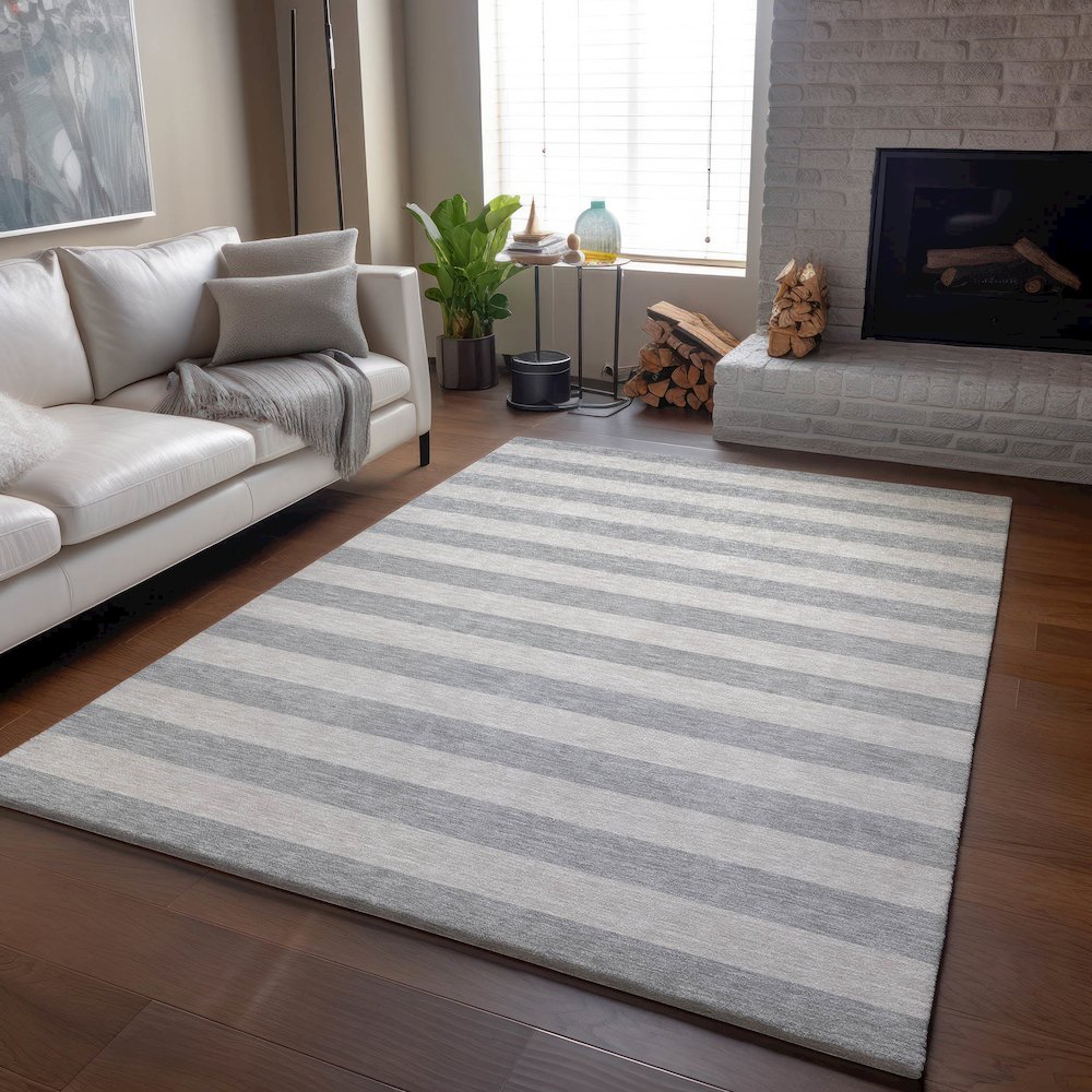 Premium Machine Washable Mayfield  Pewter 3' x 5' Rug. Picture 6