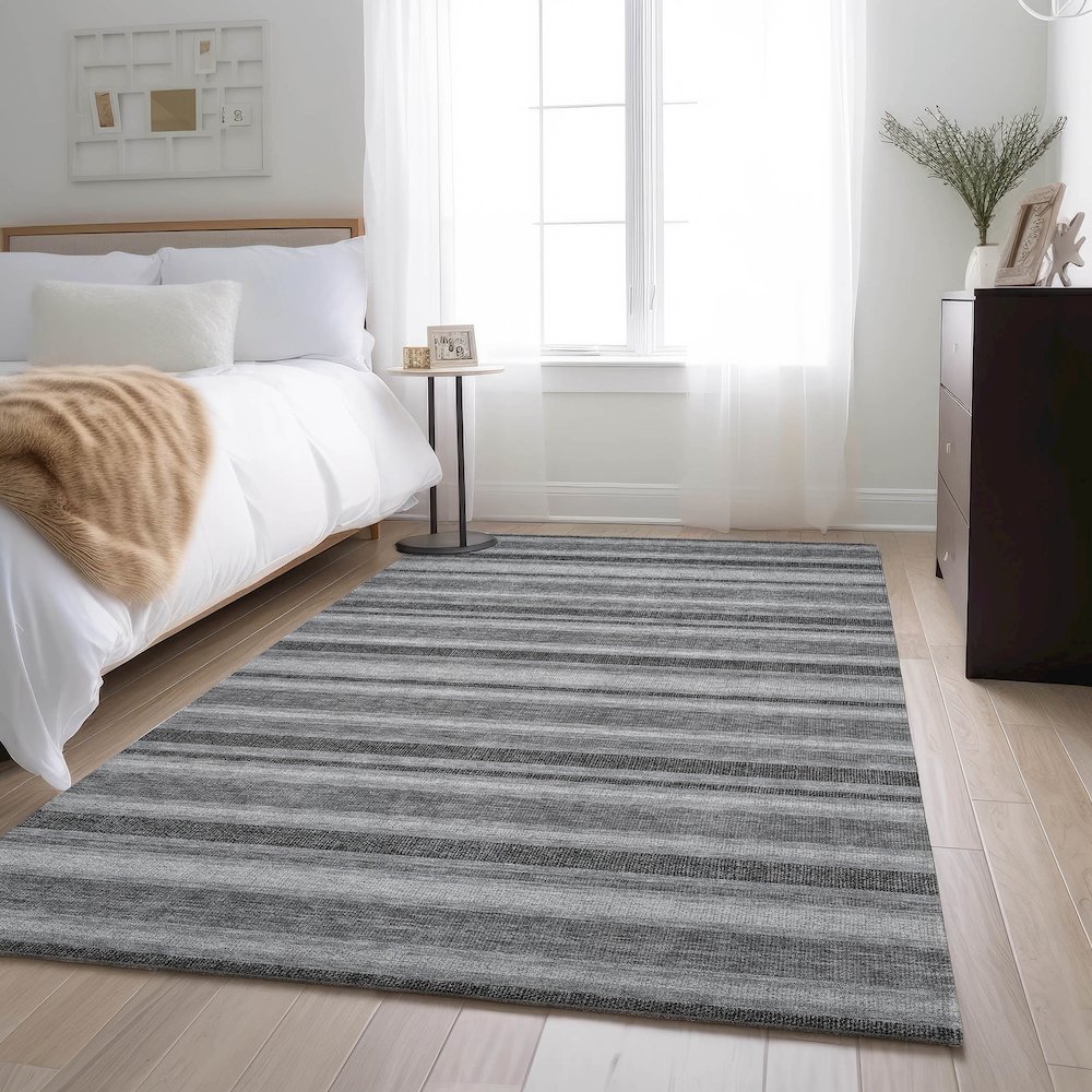 Premium Machine Washable Mayfield  Silver 3' x 5' Rug. Picture 5