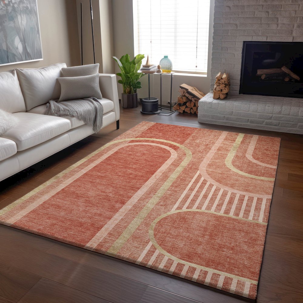Premium Machine Washable Mayfield  Salmon 3' x 5' Rug. Picture 6