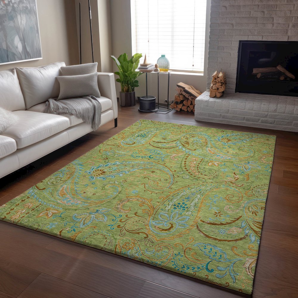 Premium Machine Washable Mayfield  Aloe 3' x 5' Rug. Picture 6