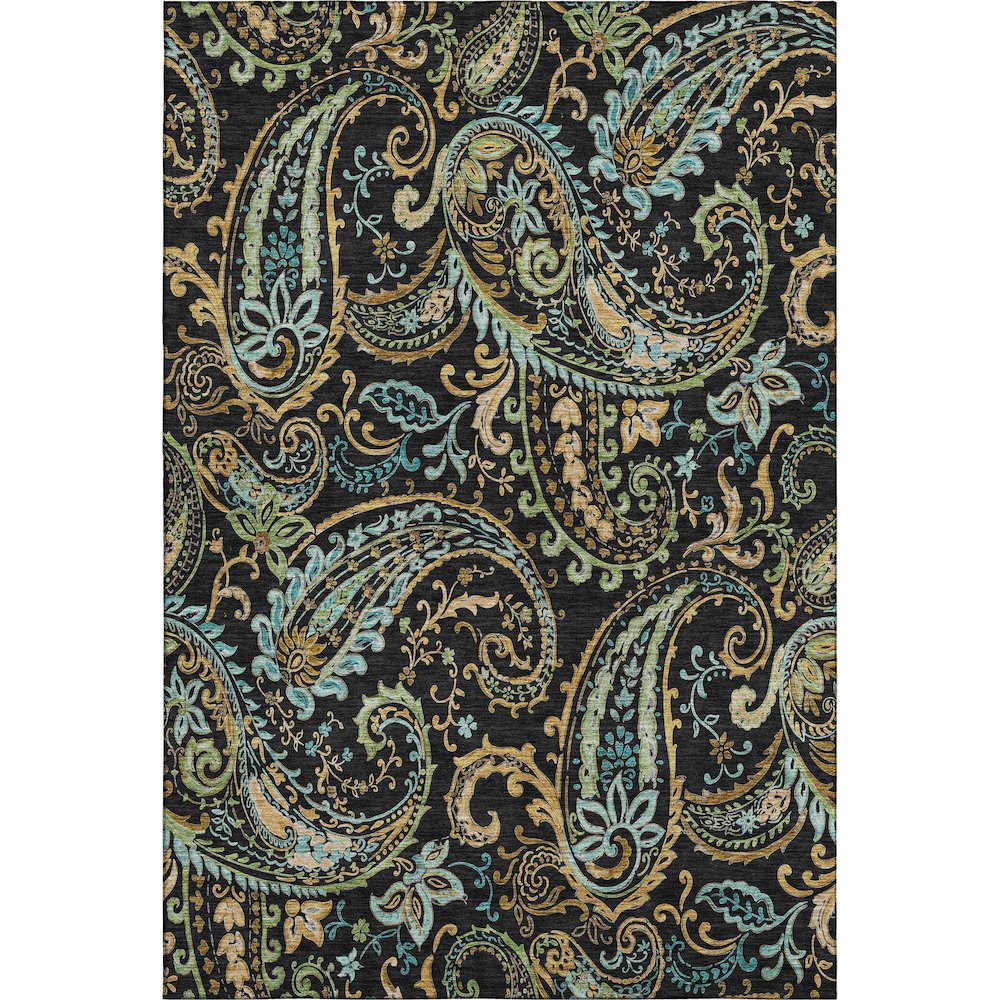 Premium Machine Washable Mayfield  Black 3' x 5' Rug. Picture 1