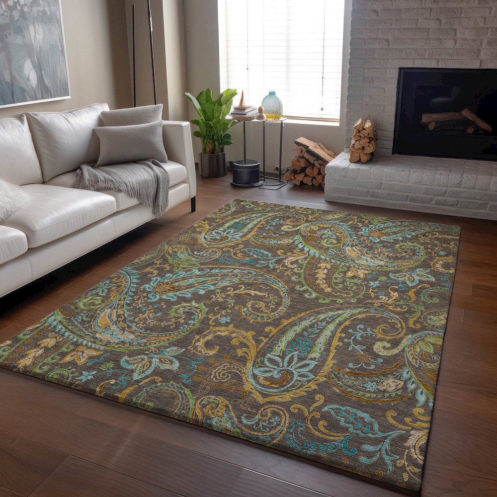 Premium Machine Washable Mayfield  Chocolate 3' x 5' Rug. Picture 6