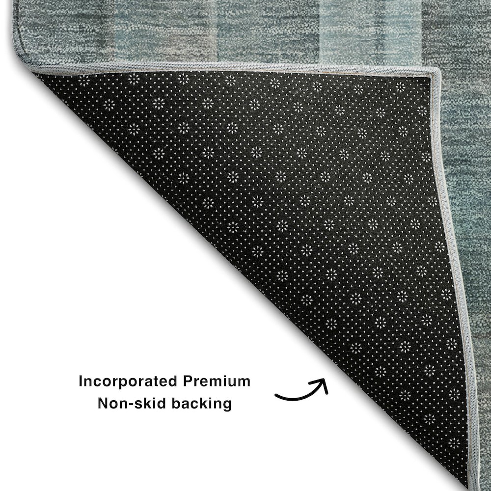 Premium Machine Washable Mayfield  Teal 2'3" x 7'6" Runner Rug. Picture 2