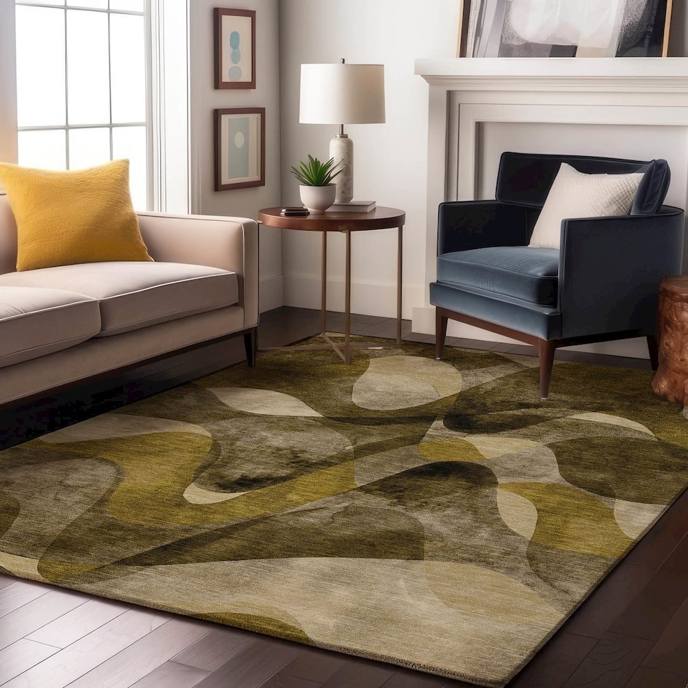 Premium Machine Washable Mayfield  Coffee 3' x 5' Rug. Picture 5