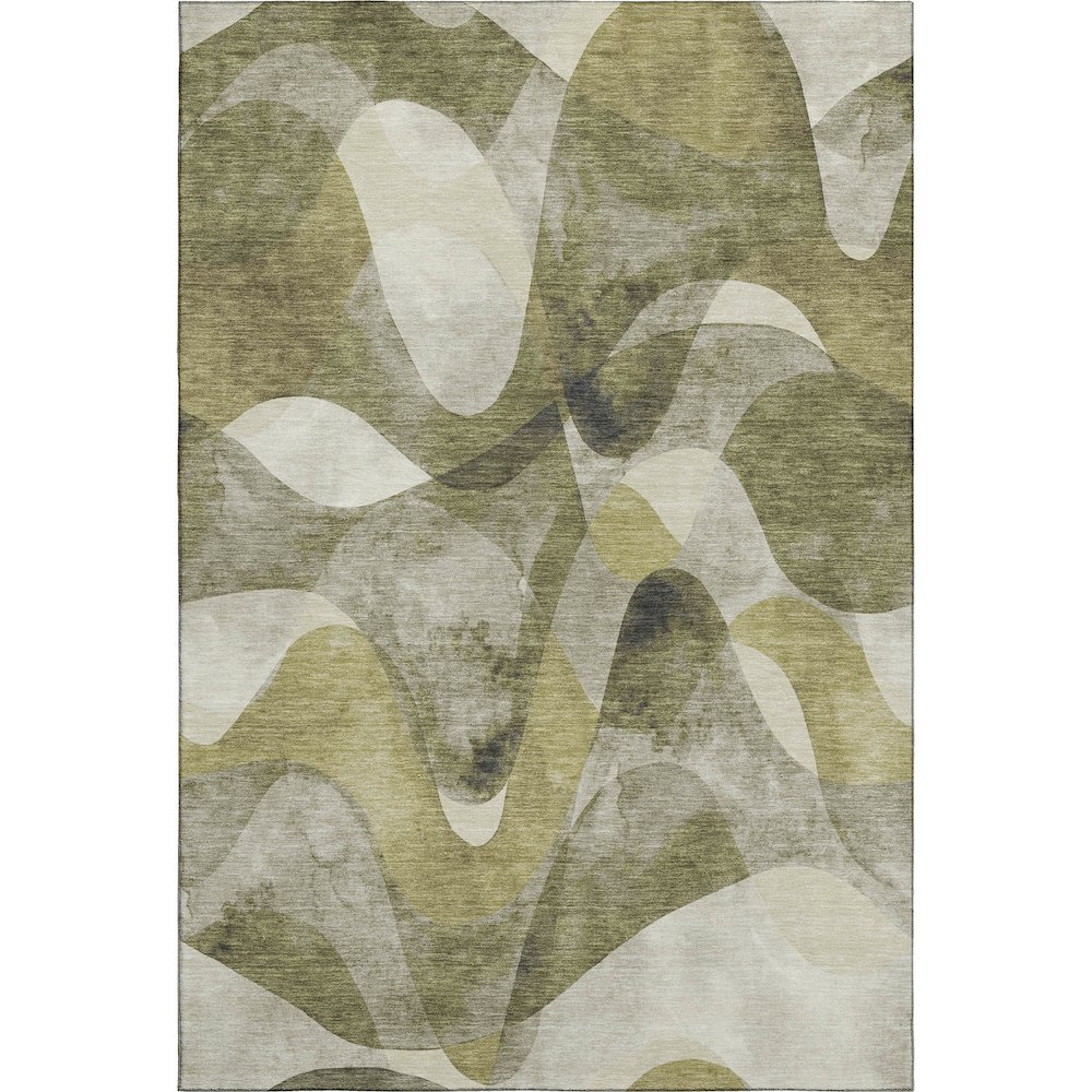 Premium Machine Washable Mayfield  Olive 3' x 5' Rug. Picture 1