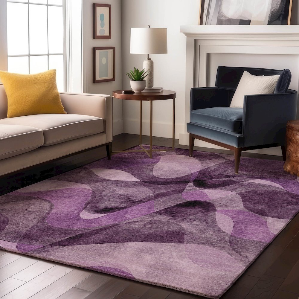 Premium Machine Washable Mayfield  Purple 3' x 5' Rug. Picture 5