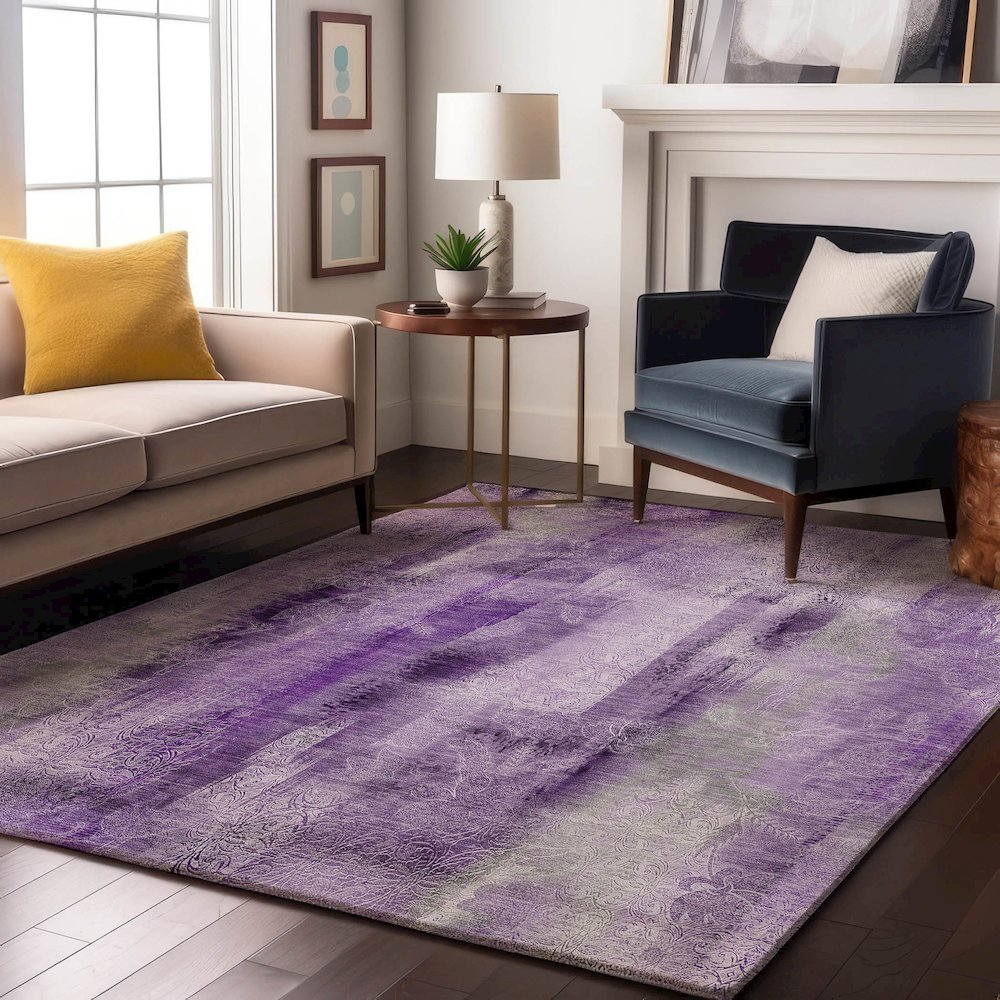 Premium Machine Washable Mayfield  Purple 3' x 5' Rug. Picture 5