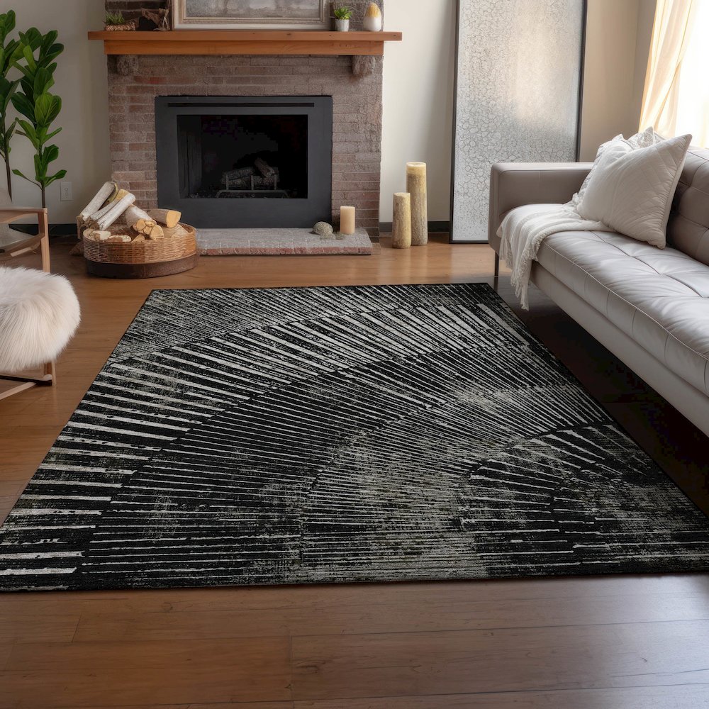 Premium Machine Washable Mayfield  Black 3' x 5' Rug. Picture 6