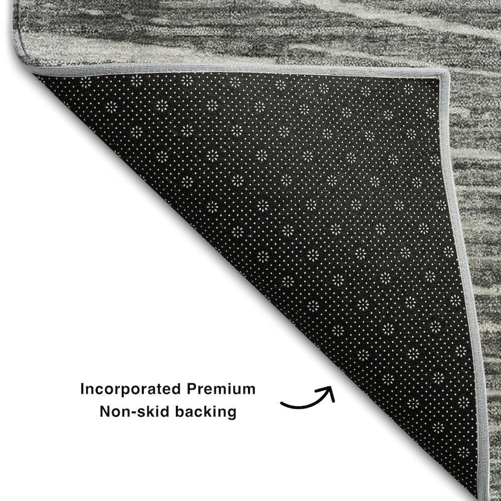 Premium Machine Washable Mayfield  Gray 2'3" x 7'6" Runner Rug. Picture 2