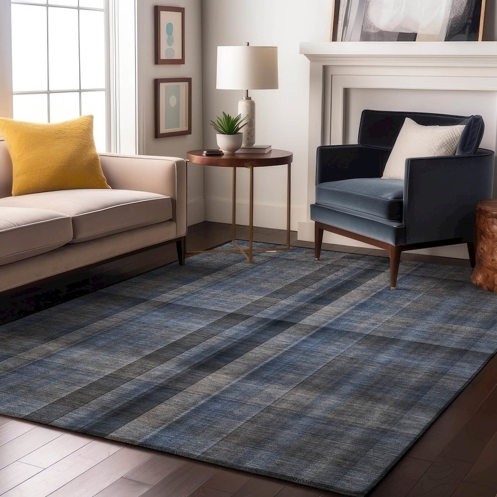 Premium Machine Washable Mayfield  Blue 3' x 5' Rug. Picture 5