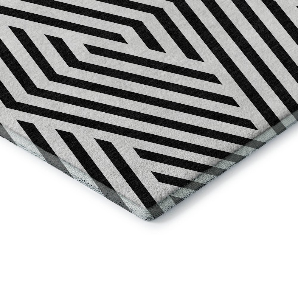 Premium Machine Washable Mayfield  Black 2'3" x 7'6" Runner Rug. Picture 3