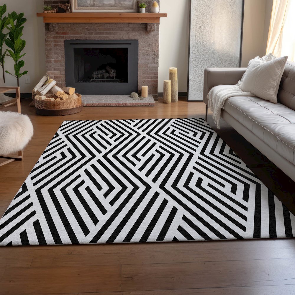 Premium Machine Washable Mayfield  Black 3' x 5' Rug. Picture 6