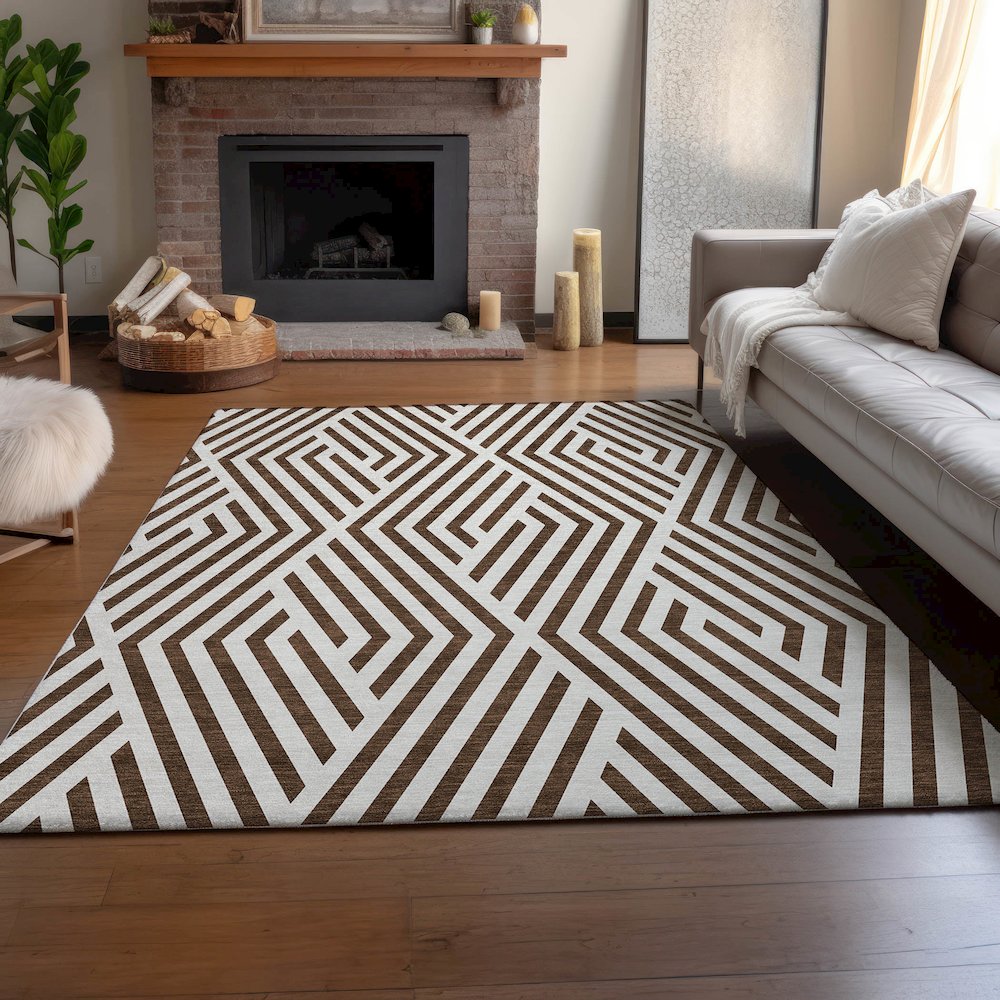 Premium Machine Washable Mayfield  Brown 3' x 5' Rug. Picture 6