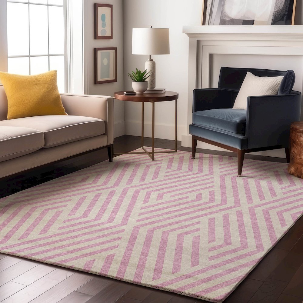 Premium Machine Washable Mayfield  Pink 3' x 5' Rug. Picture 5