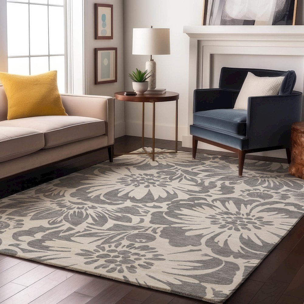 Premium Machine Washable Mayfield  Gray 3' x 5' Rug. Picture 5