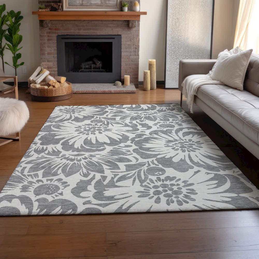 Premium Machine Washable Mayfield  Gray 3' x 5' Rug. Picture 6