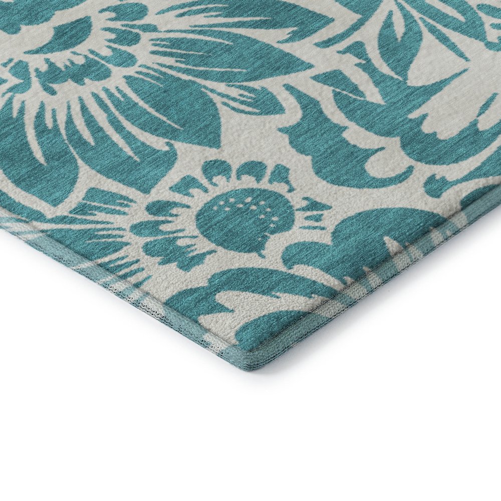Premium Machine Washable Mayfield  Teal 2'3" x 7'6" Runner Rug. Picture 3