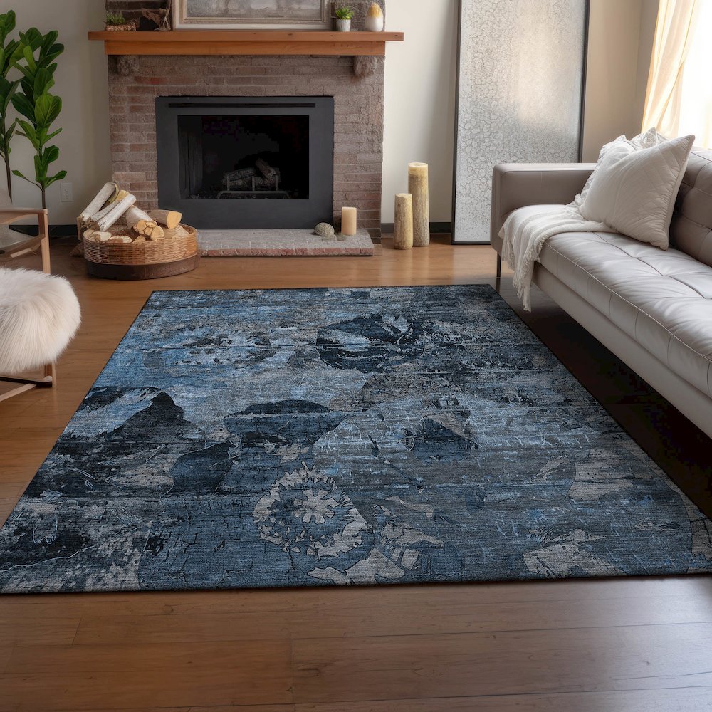 Premium Machine Washable Mayfield  Denim 3' x 5' Rug. Picture 6