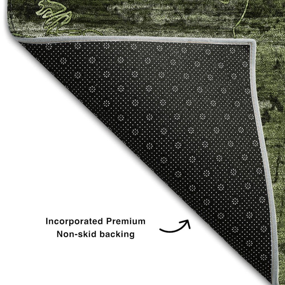 Premium Machine Washable Mayfield  Green 2'3" x 7'6" Runner Rug. Picture 2