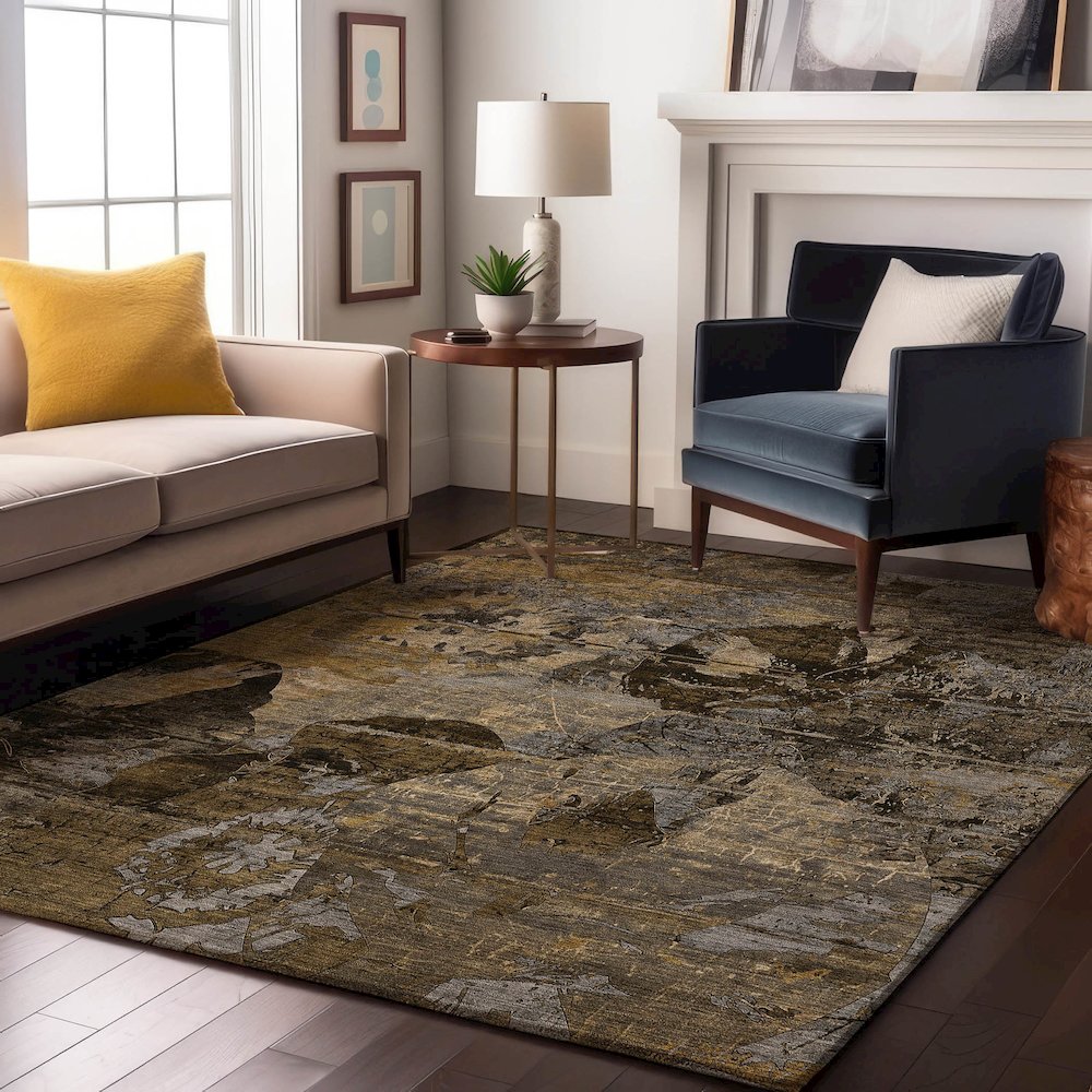 Premium Machine Washable Mayfield  Mocha 3' x 5' Rug. Picture 5