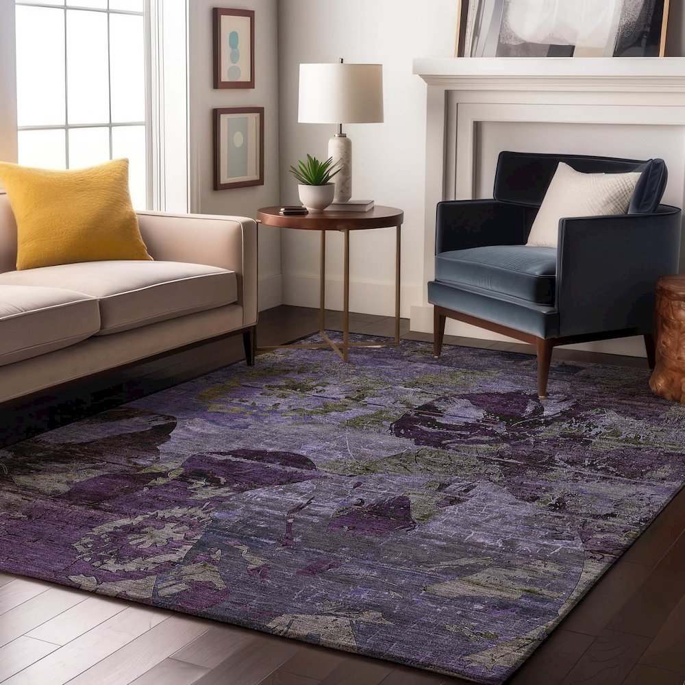Premium Machine Washable Mayfield  Purple 3' x 5' Rug. Picture 5