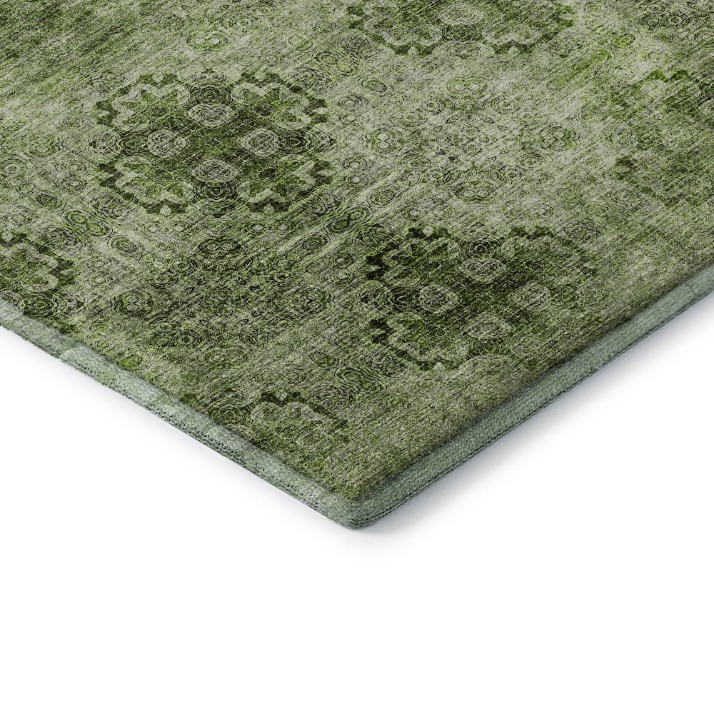 Premium Machine Washable Mayfield  Olive 2'3" x 7'6" Runner Rug. Picture 3