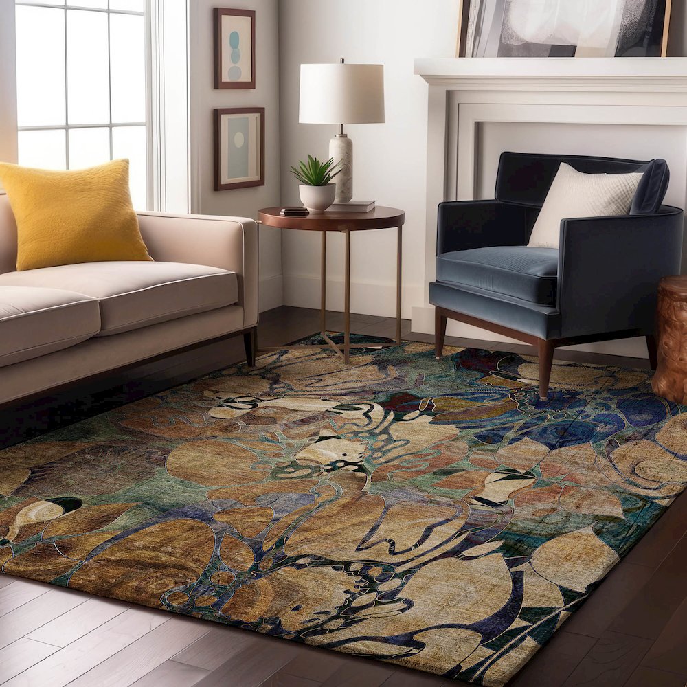 Premium Machine Washable Mayfield  Beige 3' x 5' Rug. Picture 5