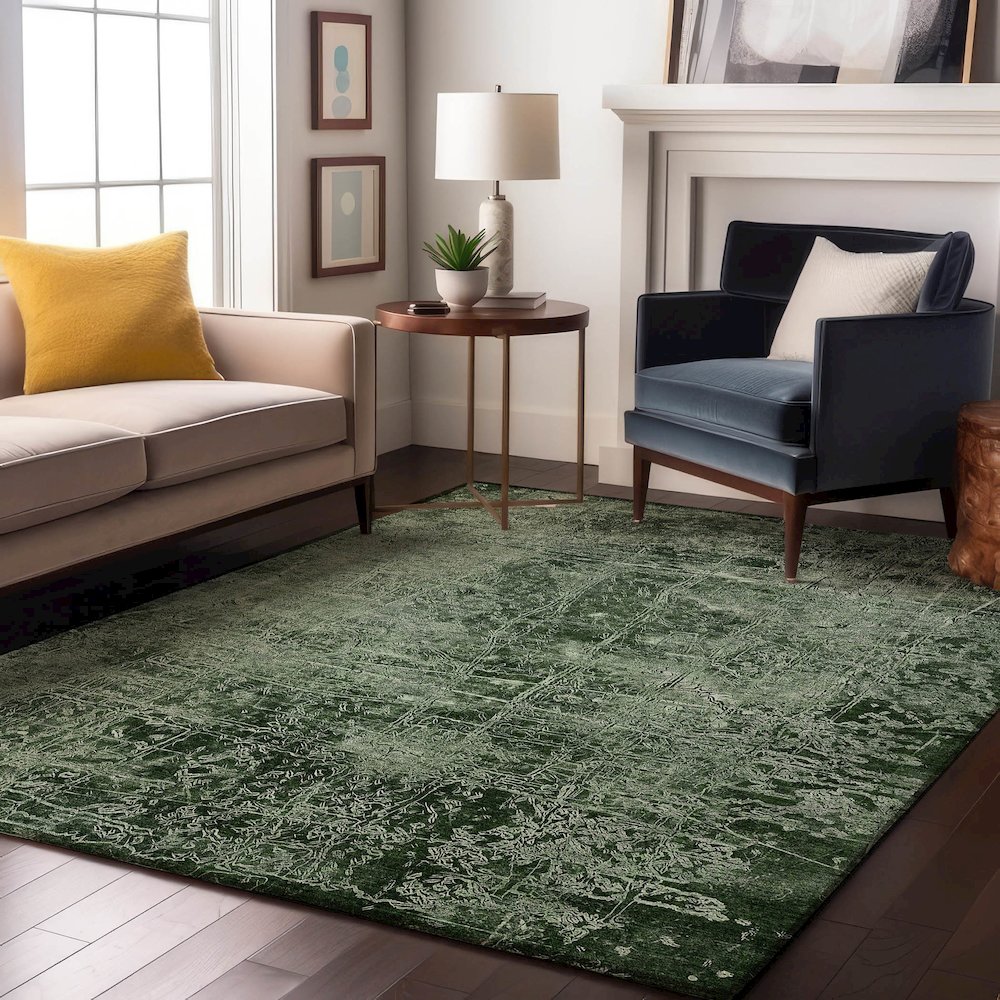 Premium Machine Washable Mayfield  Emerald 3' x 5' Rug. Picture 5