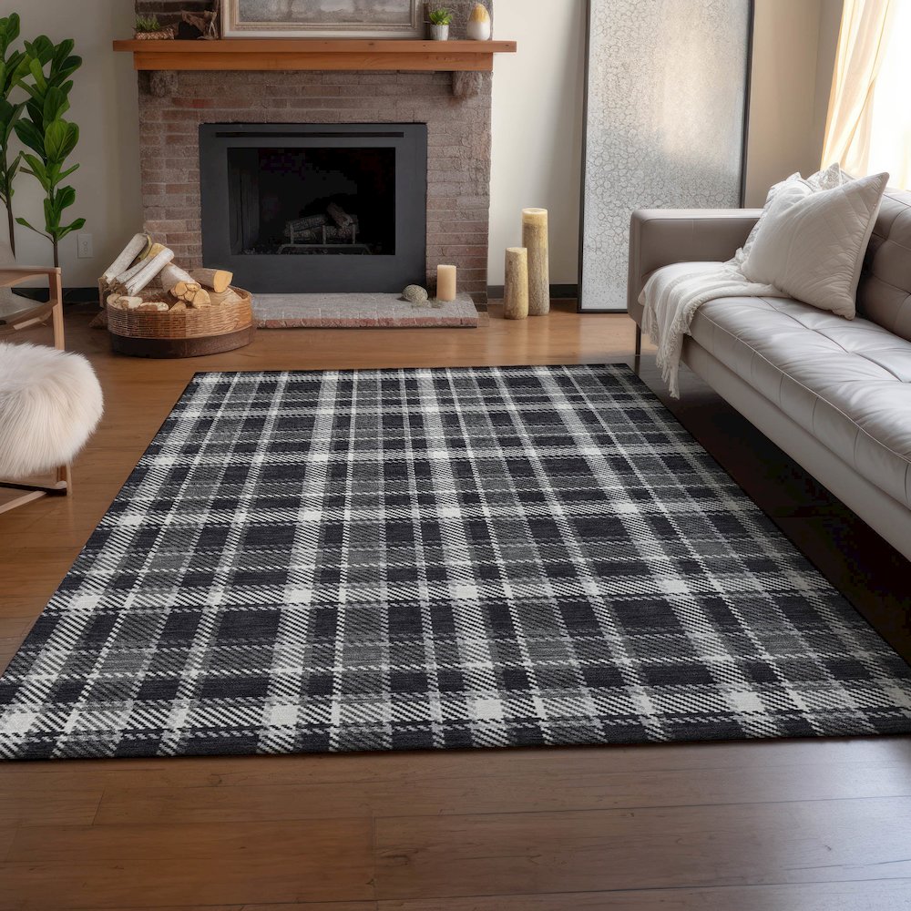 Premium Machine Washable Mayfield  Black 3' x 5' Rug. Picture 6