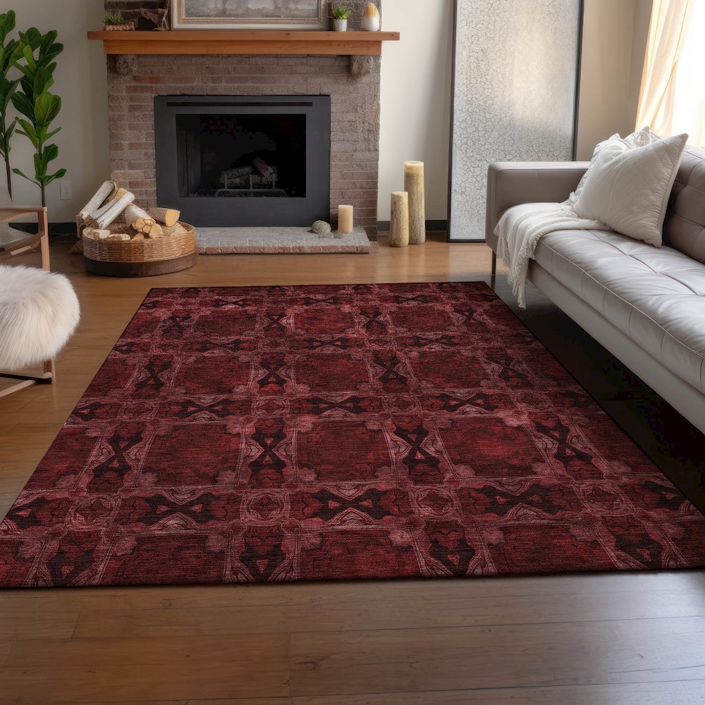 Premium Machine Washable Mayfield  Burgundy 3' x 5' Rug. Picture 6