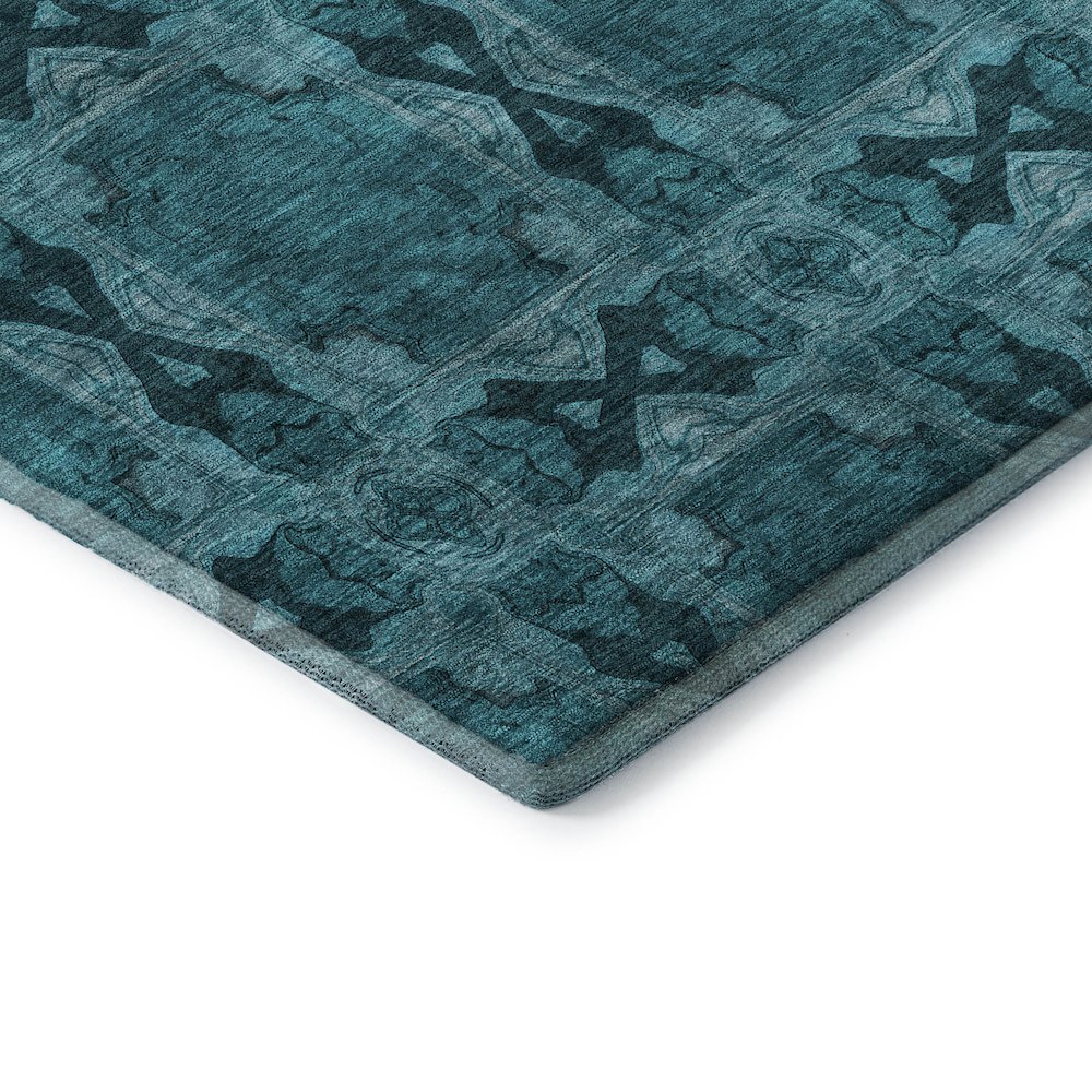 Premium Machine Washable Mayfield  Teal 2'3" x 7'6" Runner Rug. Picture 3