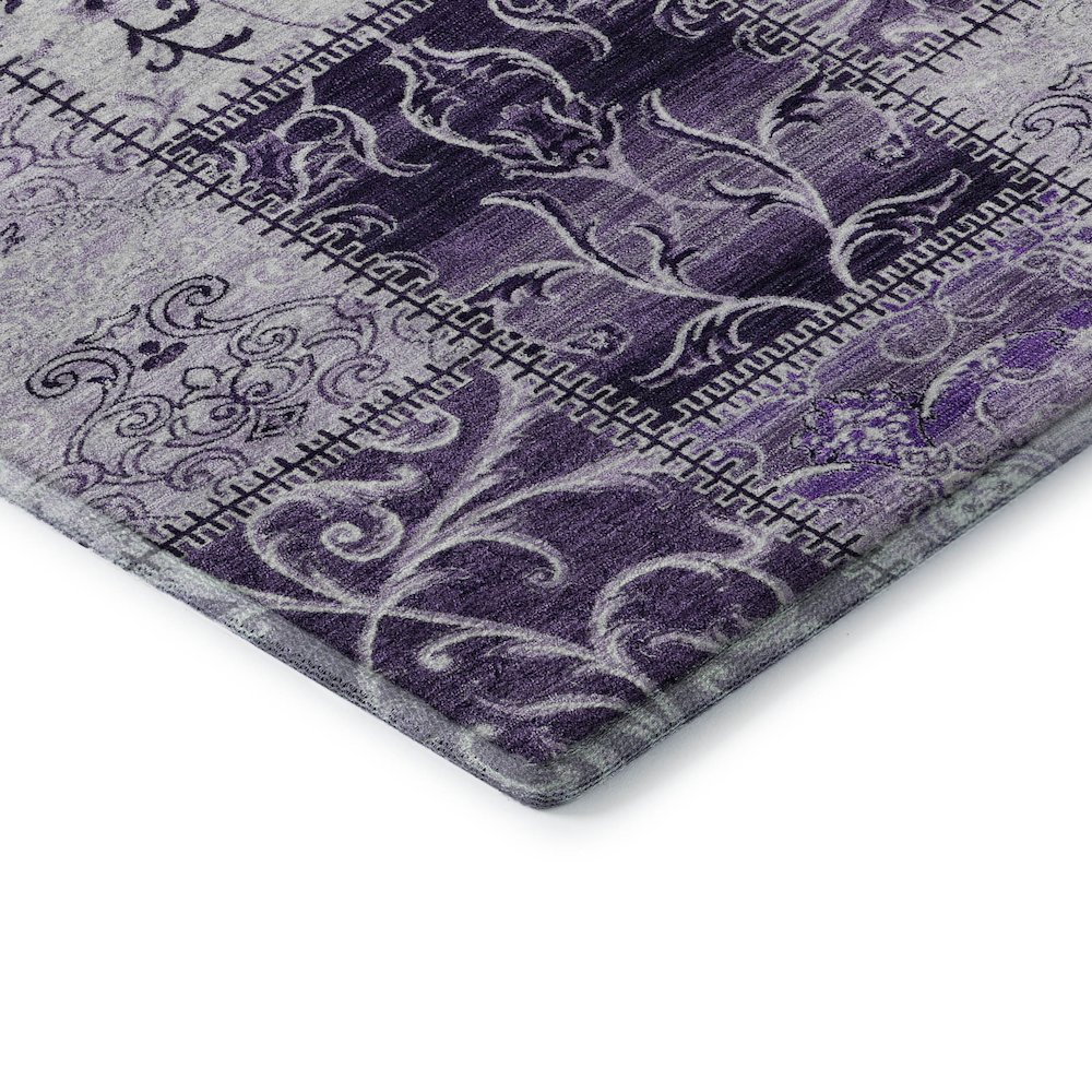 Premium Machine Washable Mayfield  Purple 2'3" x 7'6" Runner Rug. Picture 3