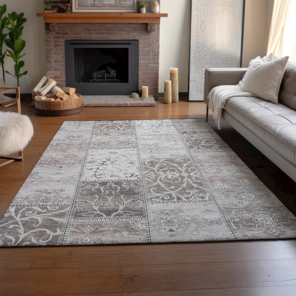Premium Machine Washable Mayfield  Taupe 3' x 5' Rug. Picture 6