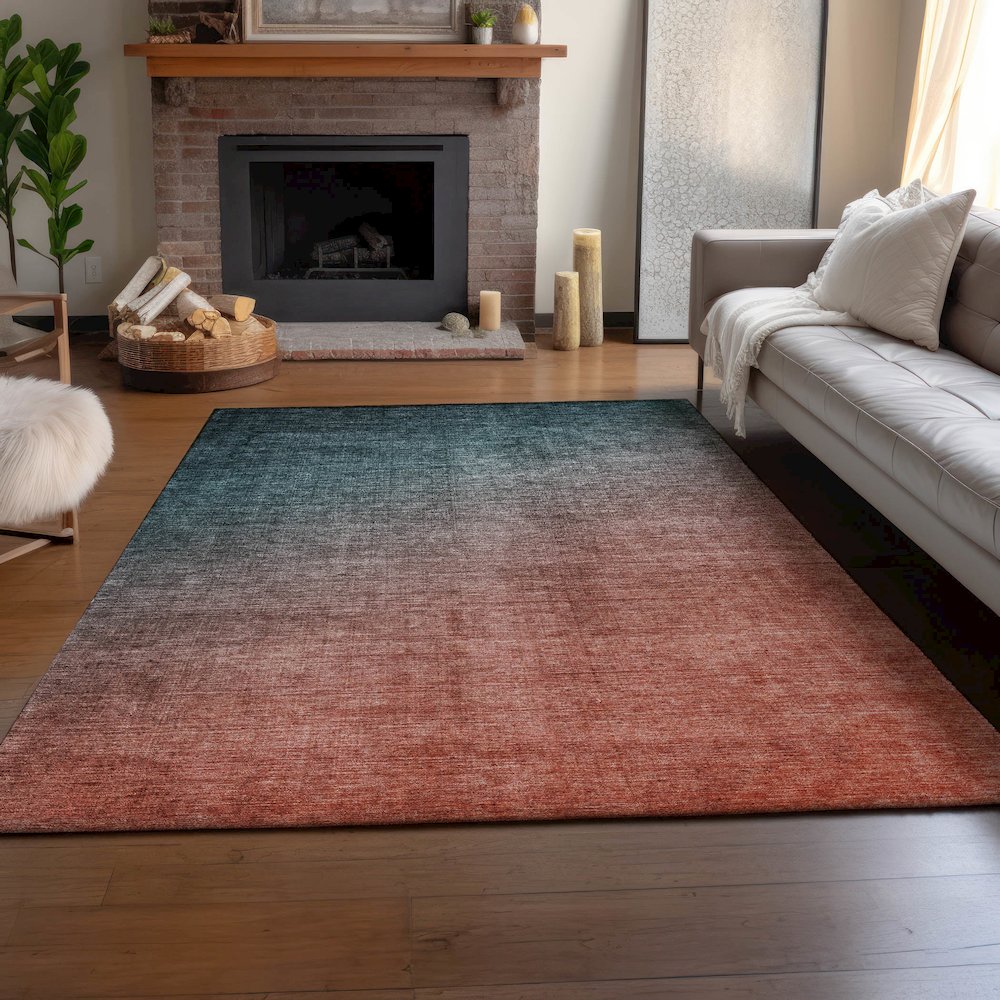 Premium Machine Washable Mayfield  Teal 3' x 5' Rug. Picture 6