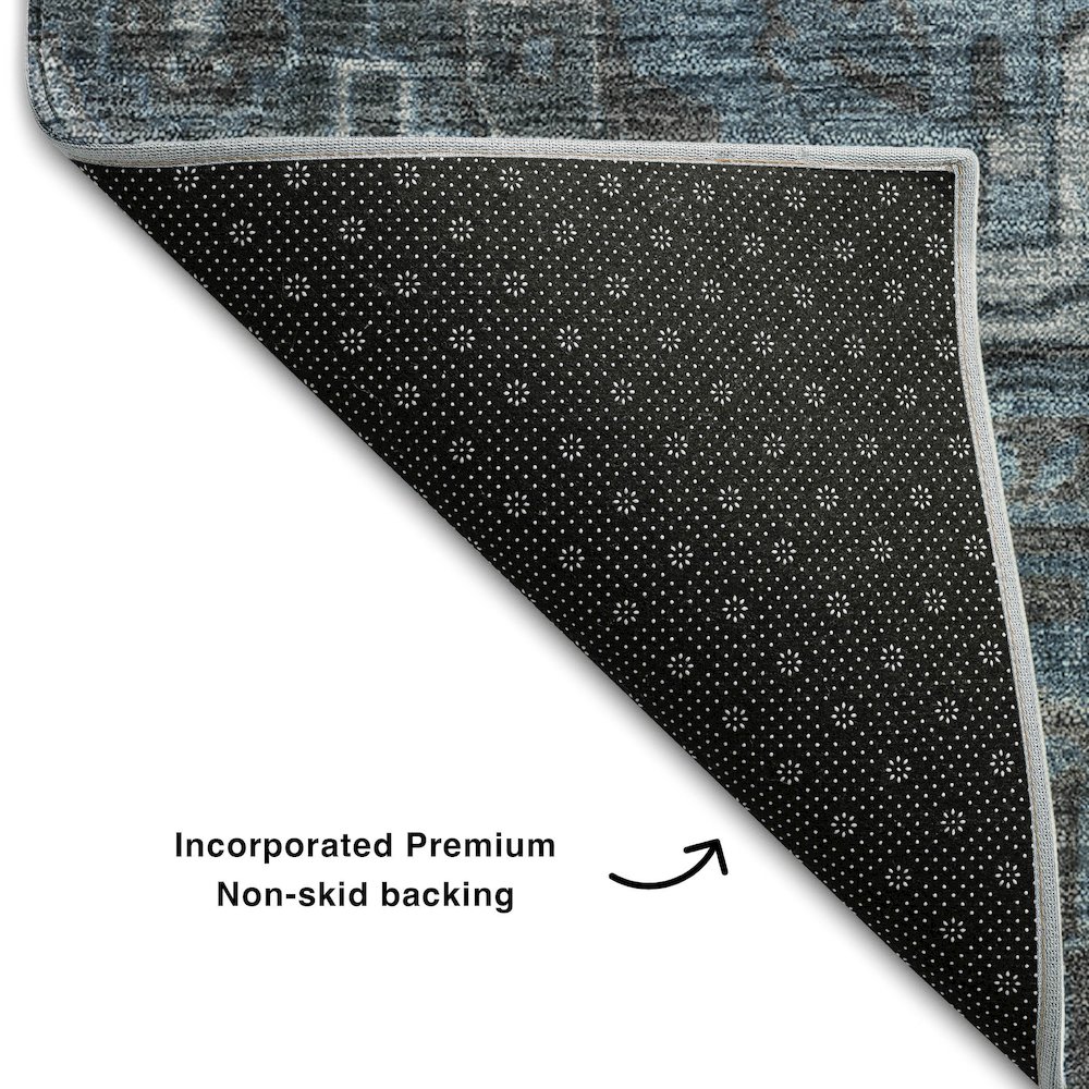 Premium Machine Washable Mayfield  Navy 2'3" x 7'6" Runner Rug. Picture 2