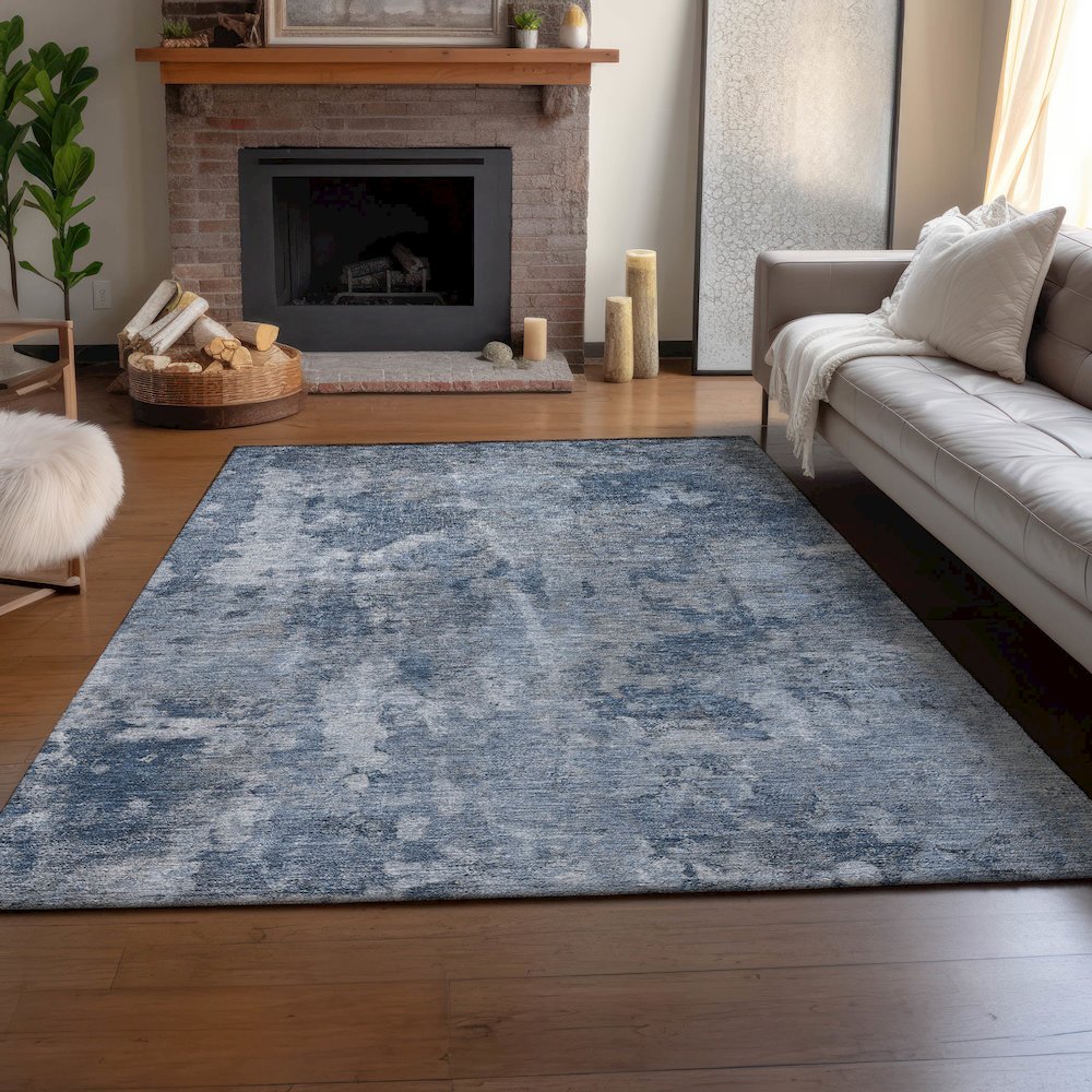 Premium Machine Washable Mayfield  Blue 3' x 5' Rug. Picture 6