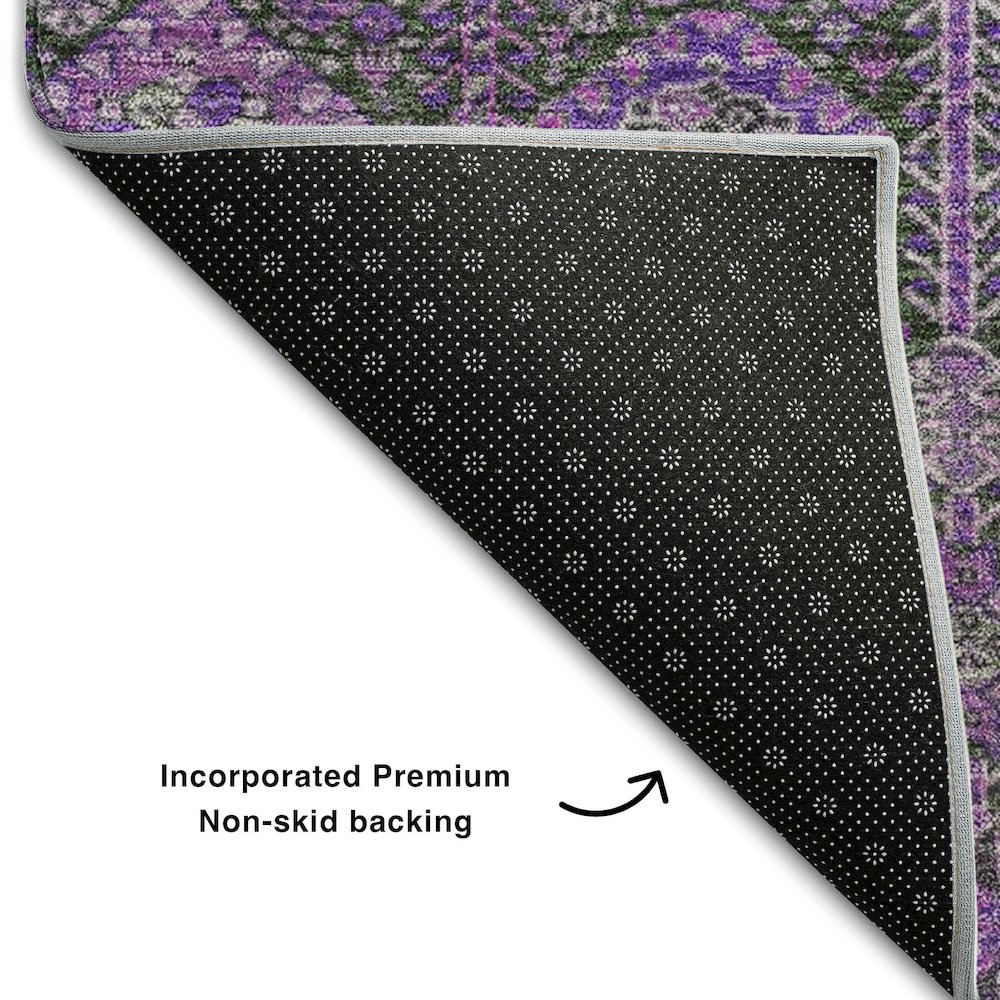 Premium Machine Washable Mayfield  Purple 2'3" x 7'6" Runner Rug. Picture 2