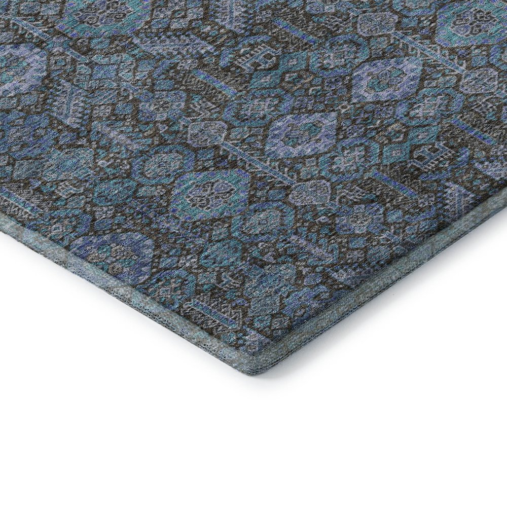 Premium Machine Washable Mayfield  Teal 2'3" x 7'6" Runner Rug. Picture 3