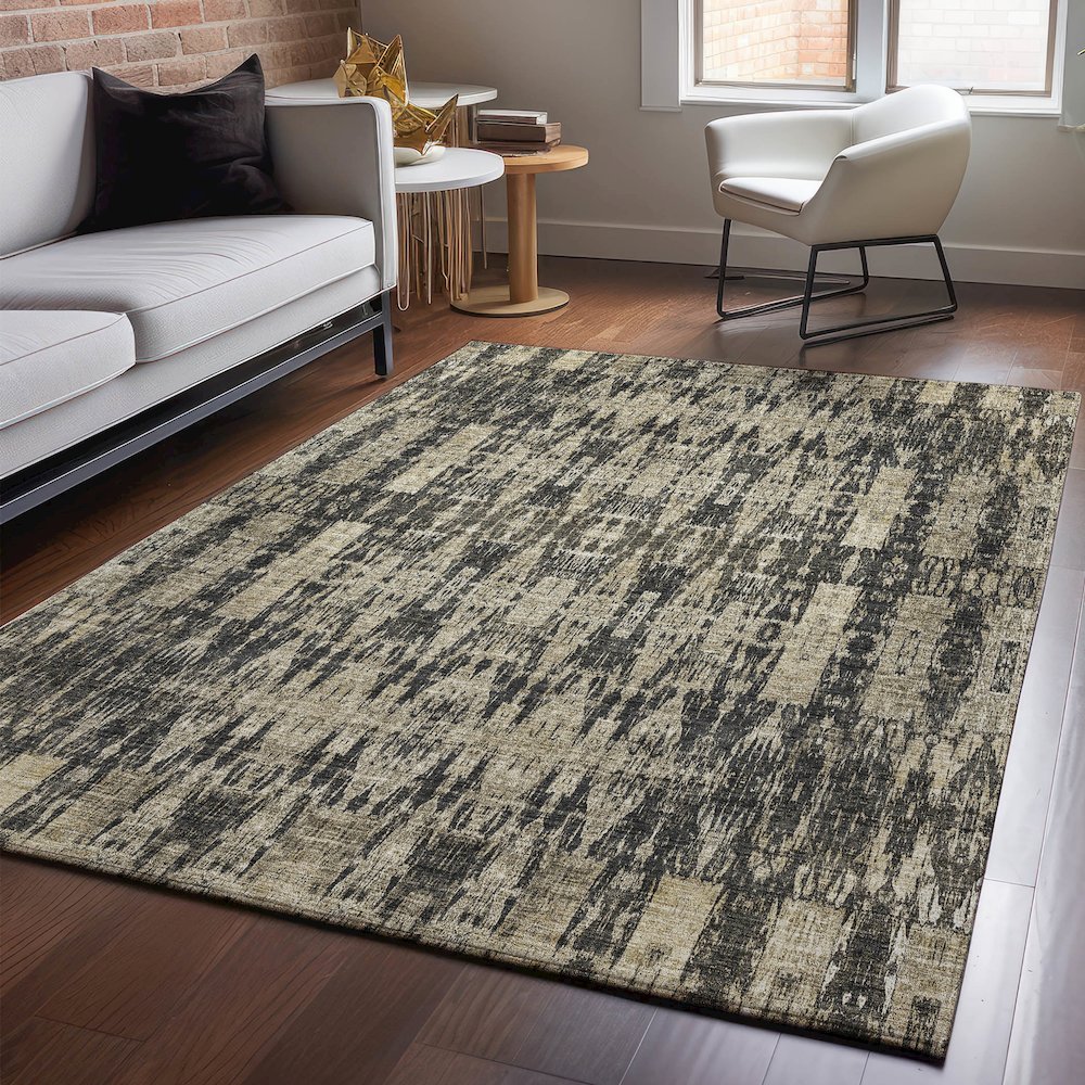 Premium Machine Washable Mayfield  Black 3' x 5' Rug. Picture 5