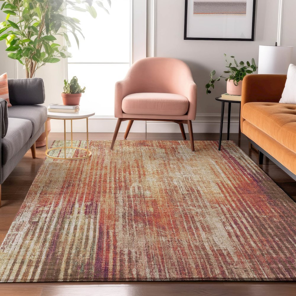 Premium Machine Washable Mayfield  Paprika 3' x 5' Rug. Picture 5