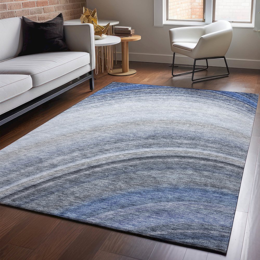 Premium Machine Washable Mayfield  Blue 3' x 5' Rug. Picture 5
