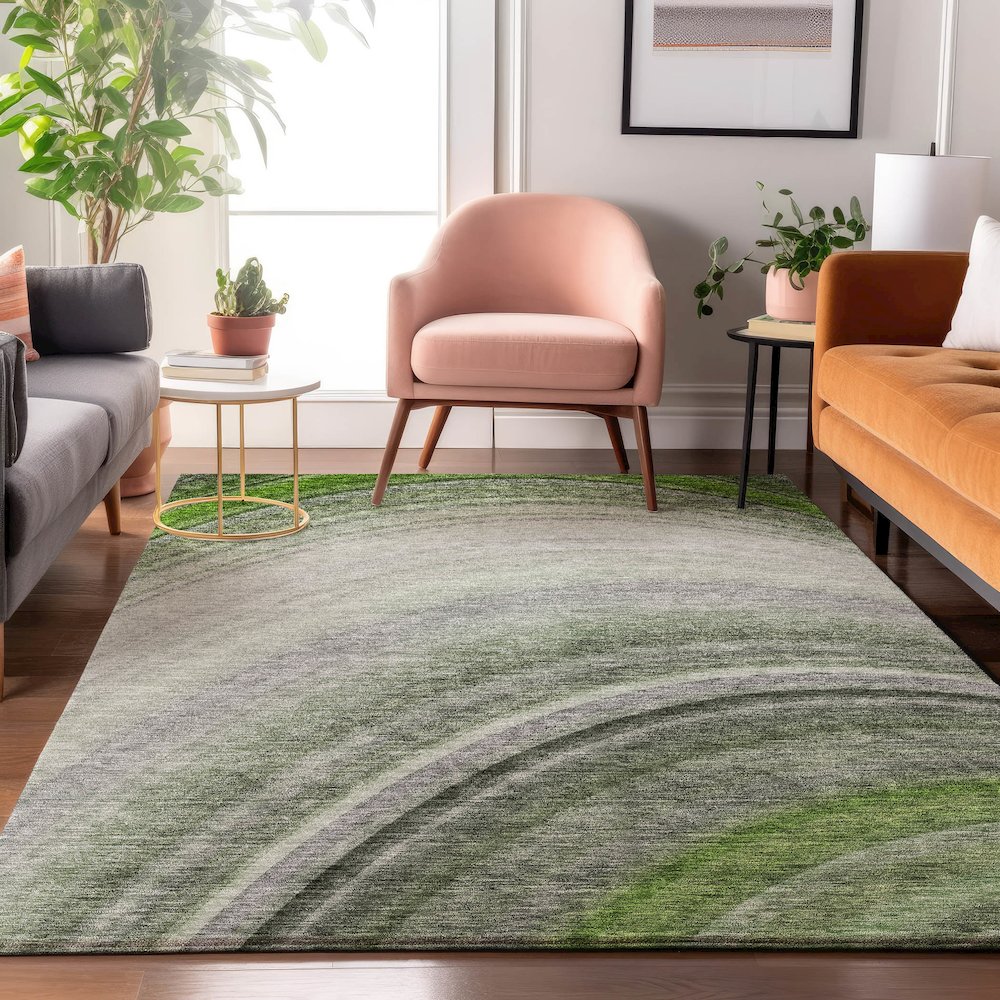 Premium Machine Washable Mayfield  Green 3' x 5' Rug. Picture 5