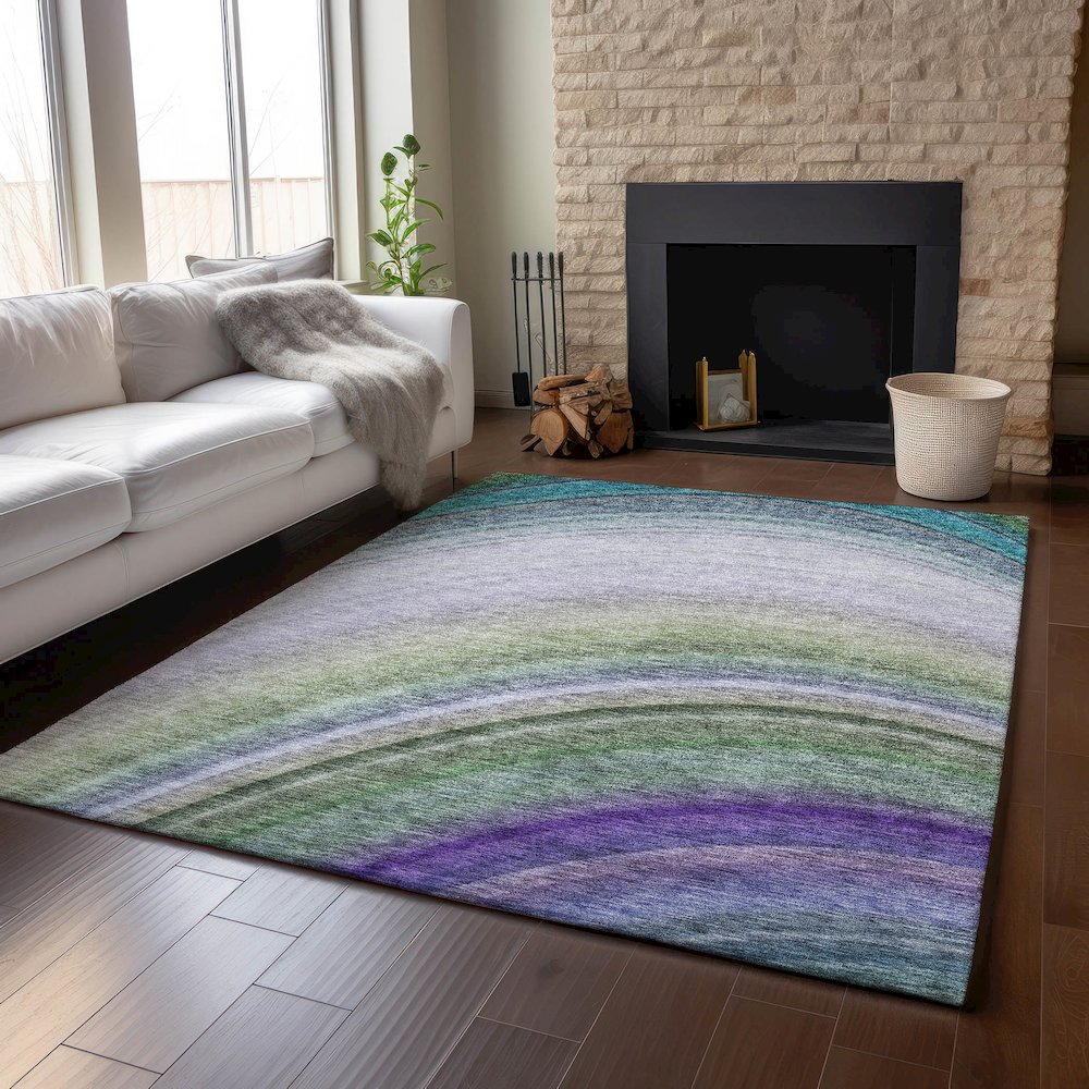 Premium Machine Washable Mayfield  Teal 3' x 5' Rug. Picture 6