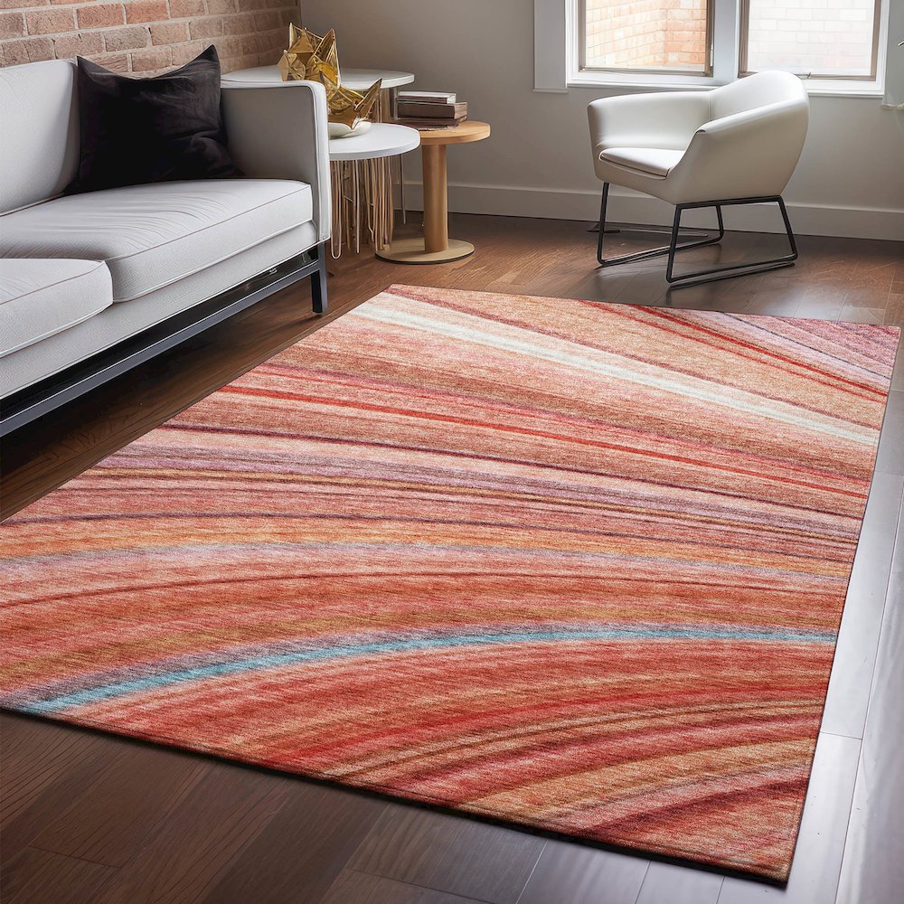 Premium Machine Washable Mayfield  Terracotta 3' x 5' Rug. Picture 5