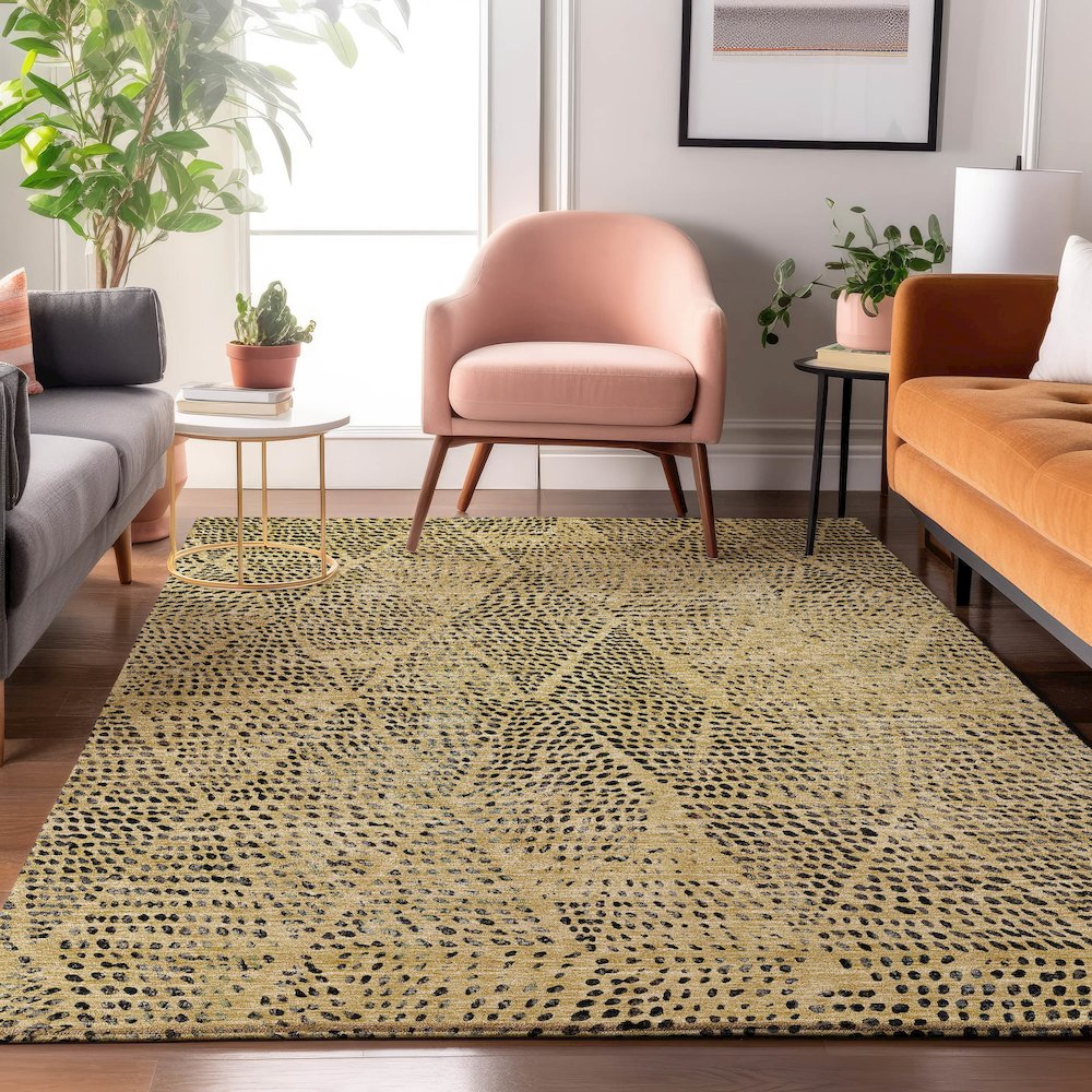 Premium Machine Washable Mayfield  Gold 3' x 5' Rug. Picture 5