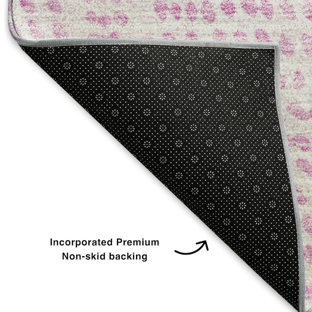 Premium Machine Washable Mayfield  Pink 2'3" x 7'6" Runner Rug. Picture 2