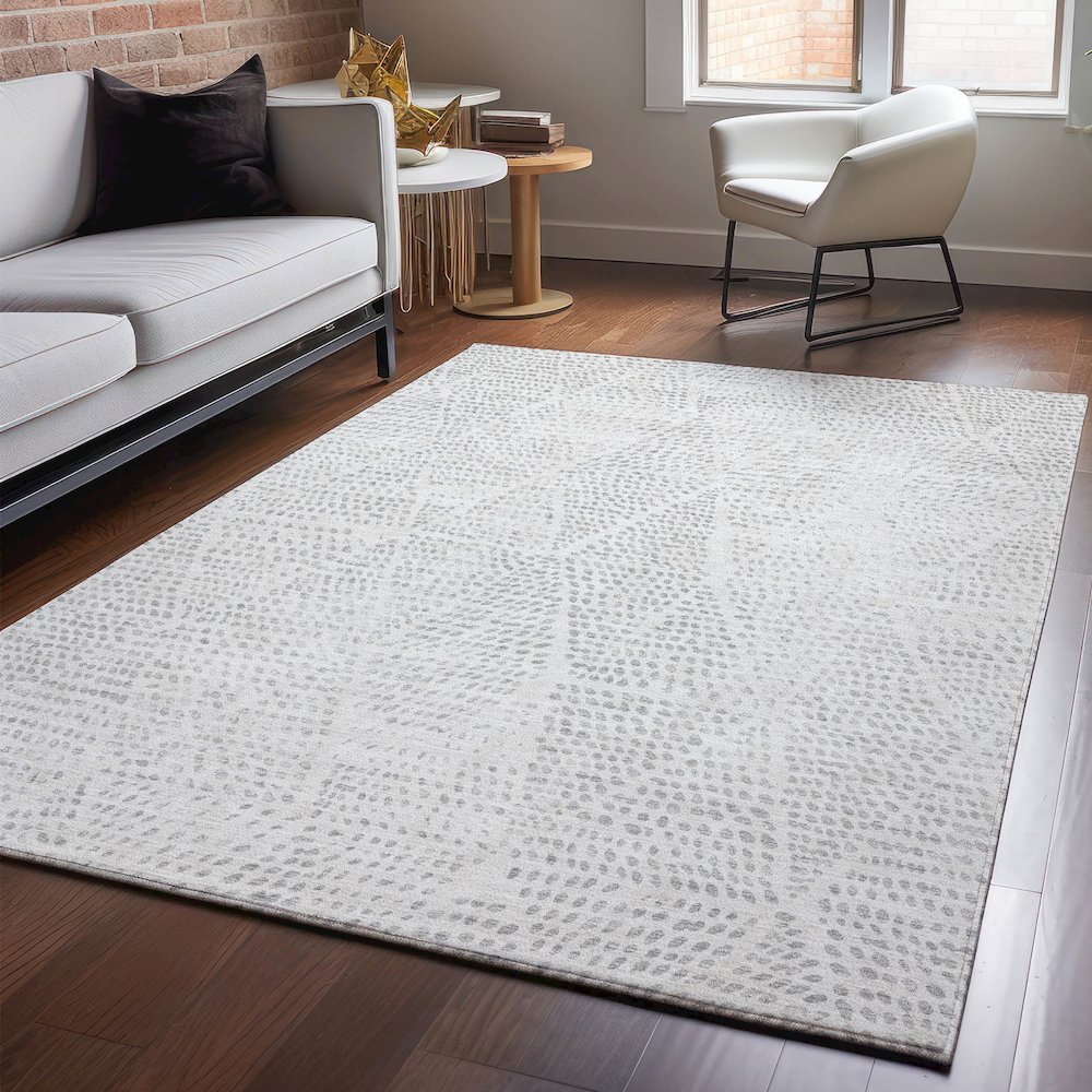 Premium Machine Washable Mayfield  Silver 3' x 5' Rug. Picture 5