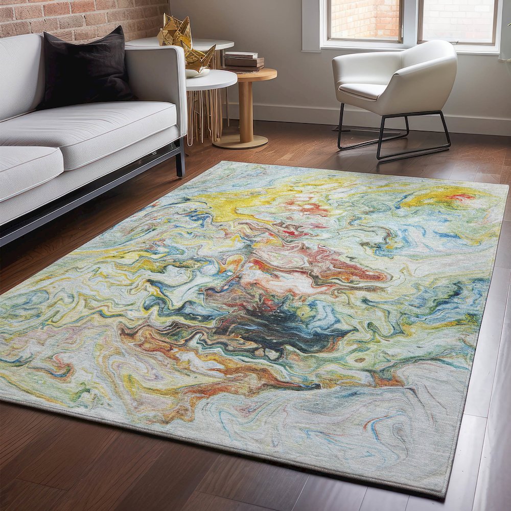 Premium Machine Washable Mayfield  Ivory 3' x 5' Rug. Picture 5