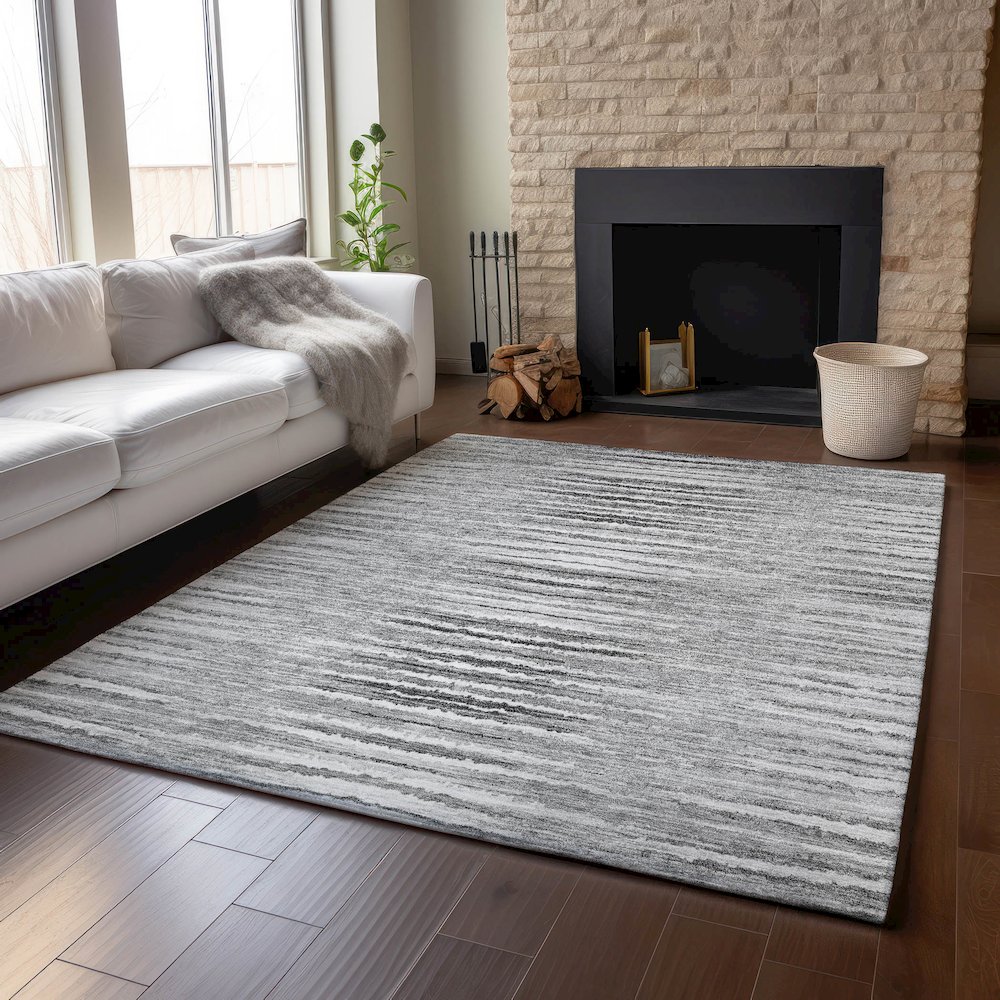 Premium Machine Washable Mayfield  Silver 3' x 5' Rug. Picture 6
