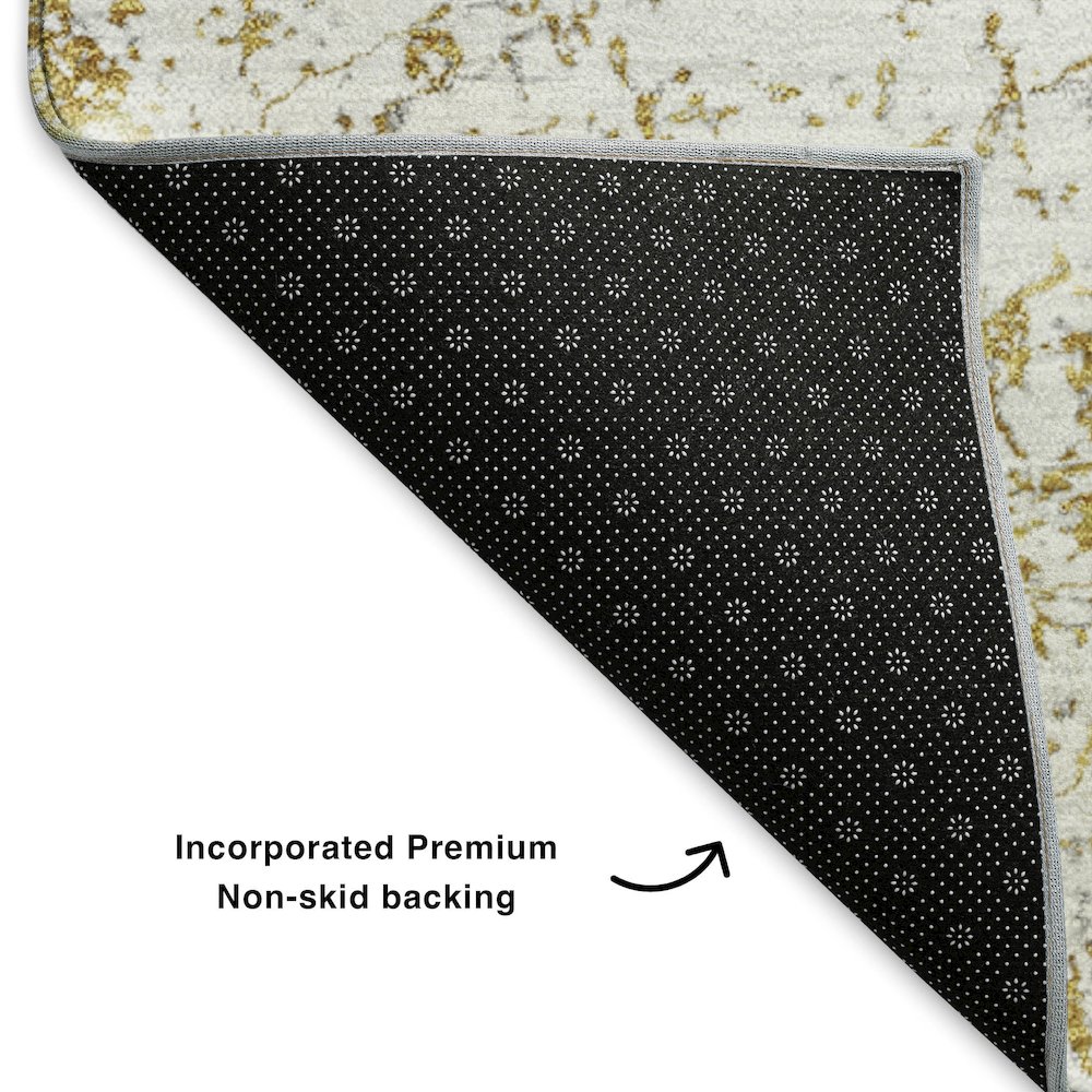 Premium Machine Washable Mayfield  Gold 2'3" x 7'6" Runner Rug. Picture 2